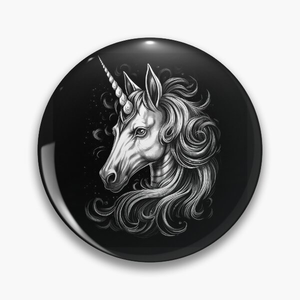 Item preview, Black and White Majestic Unicorn Portrait Art designed and sold by inkoutninja.