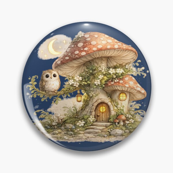 Item preview, Owl in Flowering Mushroom Tree Cottagecore designed and sold by MagicMakerPh⭐⭐⭐⭐⭐.