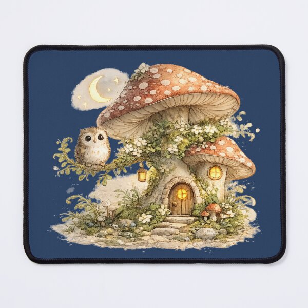 Item preview, Owl in Flowering Mushroom Tree Cottagecore designed and sold by MagicMakerPh⭐⭐⭐⭐⭐.