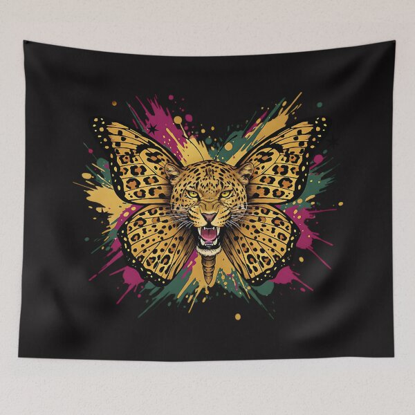 Item preview, Roaring Leopard Butterfly Splatter Art designed and sold by AwesomeBeyondLimits.