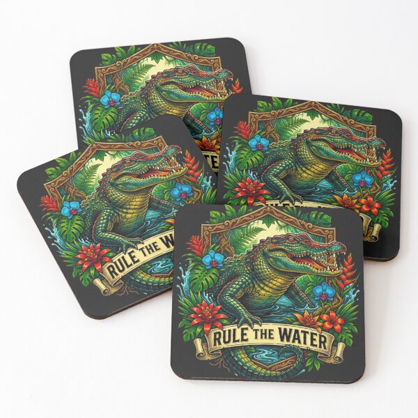 Item preview, Rule The Water Alligator Crocodile Vintage Tropical Retro Badge designed and sold by MT-Hub | Art for Every Soul.