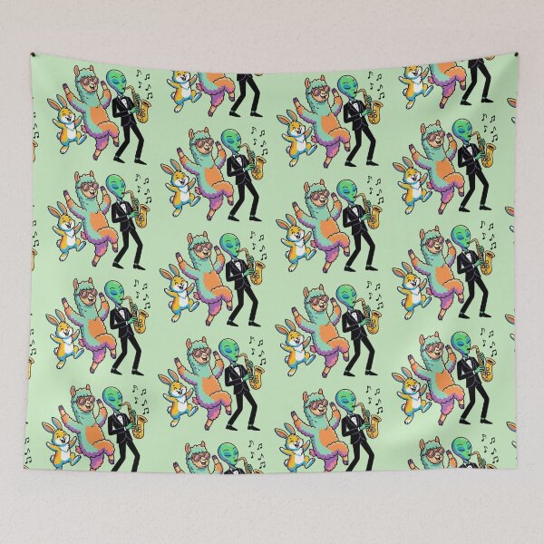 Item preview, Cosmic Groove – Llama, Rabbit & Alien Band designed and sold by Dogandesighn.