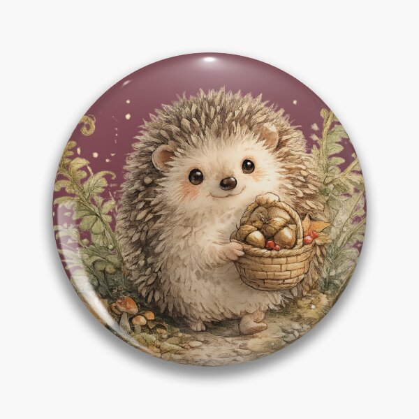 Item preview, Hedgehog with Acorn Basket Autumn Cottagecore designed and sold by MagicMakerPh⭐⭐⭐⭐⭐.