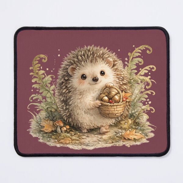 Item preview, Hedgehog with Acorn Basket Autumn Cottagecore designed and sold by MagicMakerPh⭐⭐⭐⭐⭐.