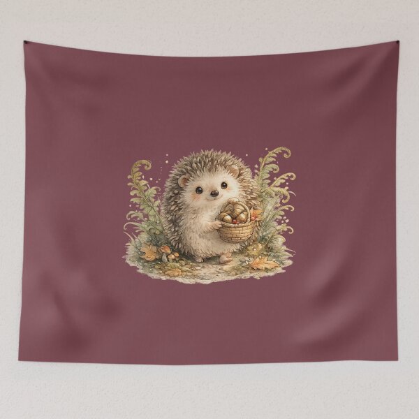 Item preview, Hedgehog with Acorn Basket Autumn Cottagecore designed and sold by MagicMakerPh⭐⭐⭐⭐⭐.