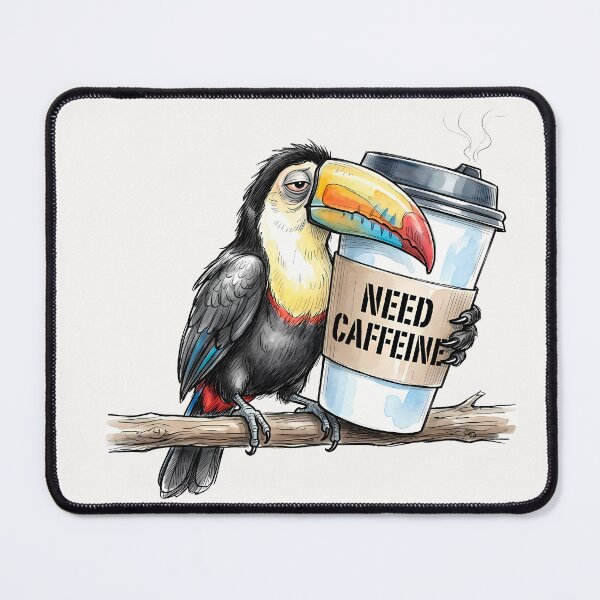 Item preview, Need Caffeine: Tired Toucan Coffee Art designed and sold by SoulPT.