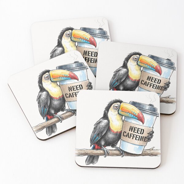 Item preview, Need Caffeine: Tired Toucan Coffee Art designed and sold by SoulPT.