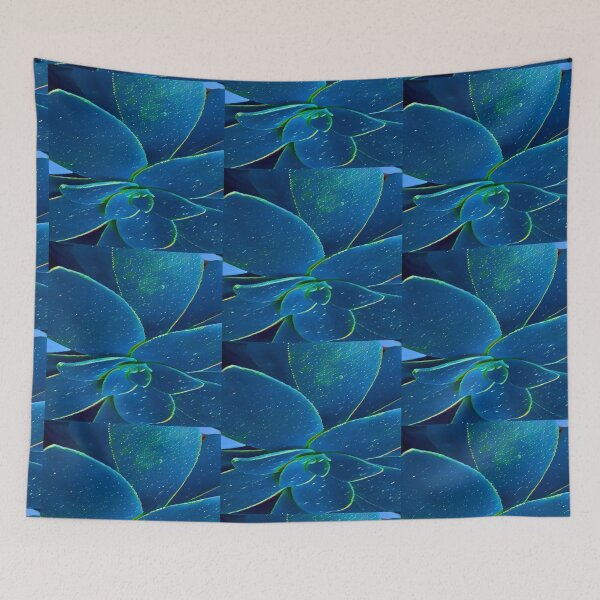 Item preview, Electric Blue and Teal Succulent Macro Digital Painting designed and sold by BalkanBloom.
