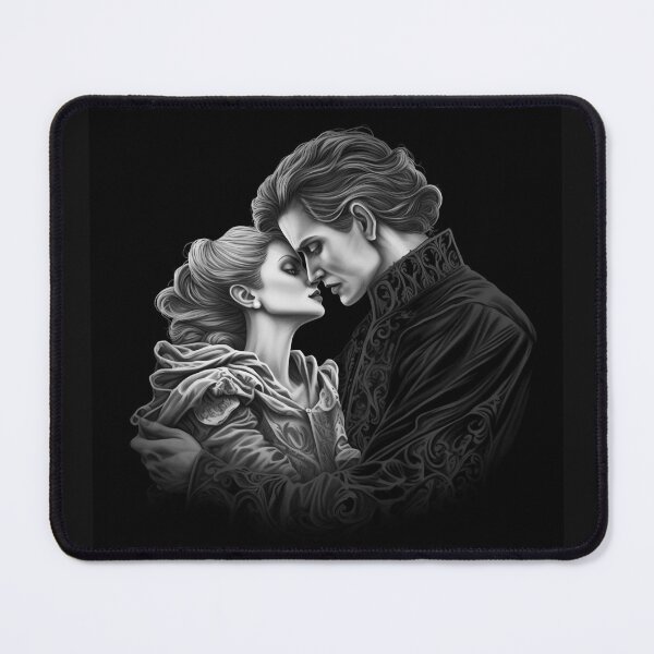 Item preview, Black and White Gothic Romance Couple Portrait Art designed and sold by inkoutninja.