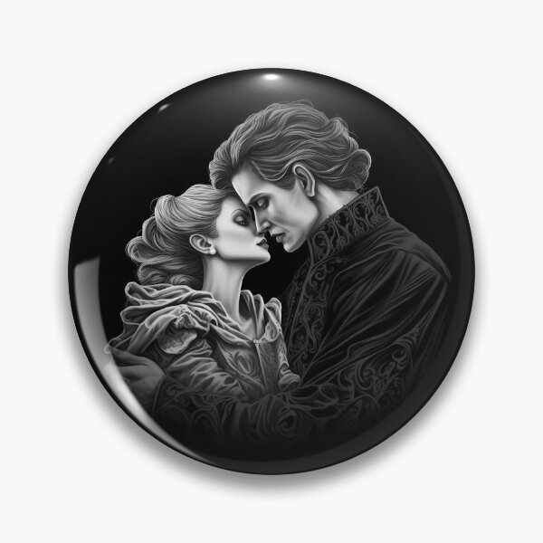 Item preview, Black and White Gothic Romance Couple Portrait Art designed and sold by inkoutninja.