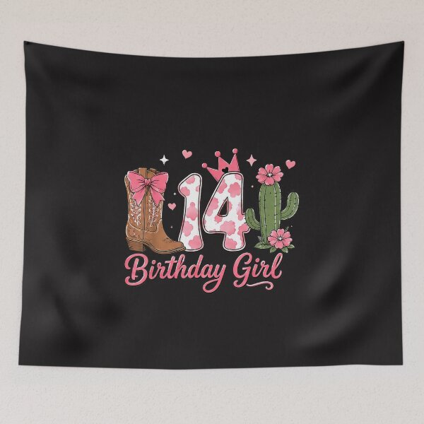 Item preview, 14th Birthday Girl Cowgirl Coquette Bow Western 14 Years Old Design designed and sold by kiralynstration.