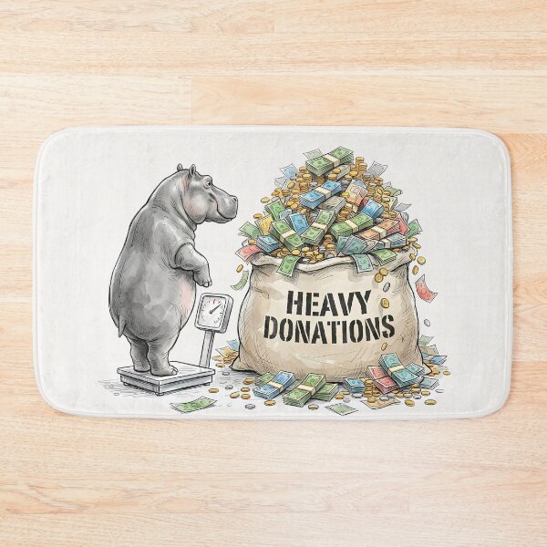 Item preview, Heavy Donations: Funny Hippo Fundraising Art designed and sold by SoulPT.