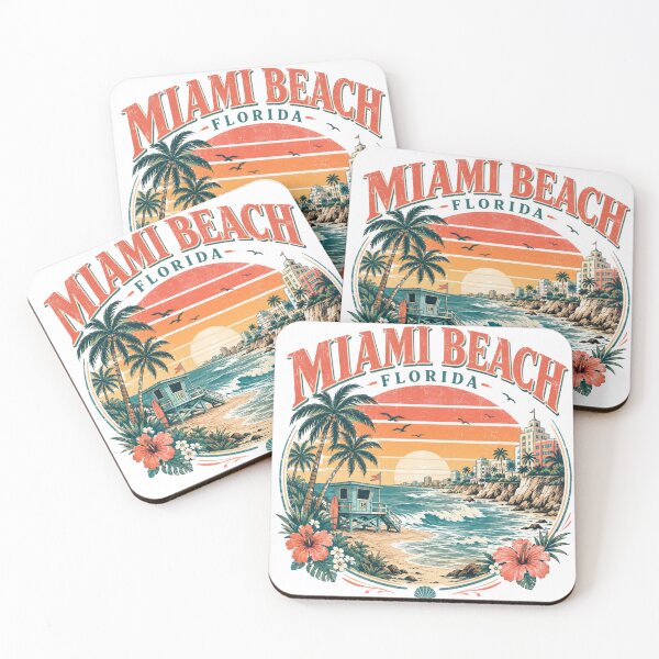 Item preview, Miami Beach Florida Sunset Vintage Vacation Illustration designed and sold by LunaPixelStudio.