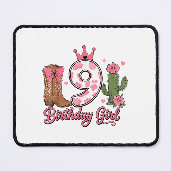 Item preview, 9th Birthday Girl Cowgirl Coquette Bow Western 9 Years Old Design designed and sold by kiralynstration.