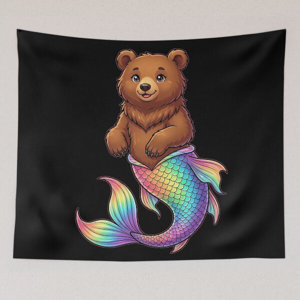 Item preview, Cute Bear Mermaid Fantasy Animal designed and sold by Rexusstain.