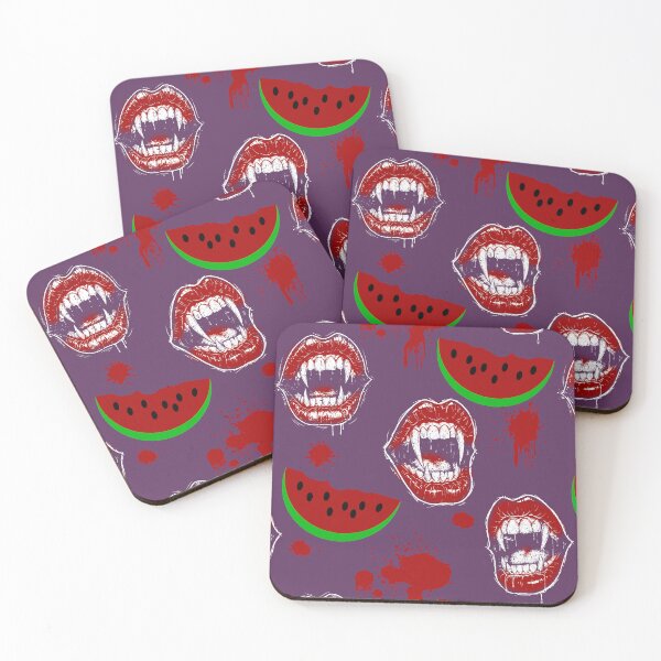Item preview, Vampire Mouth Eating Watermelon Funny Summerween Pattern - Plum Purple  designed and sold by CanisArtStudio.