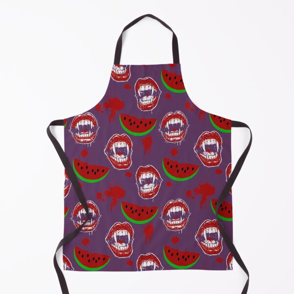 Item preview, Vampire Mouth Eating Watermelon Funny Summerween Pattern - Plum Purple designed and sold by CanisArtStudio.