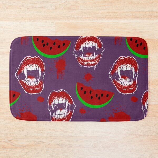 Item preview, Vampire Mouth Eating Watermelon Funny Summerween Pattern - Plum Purple  designed and sold by CanisArtStudio.