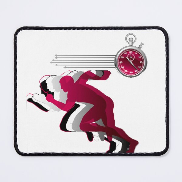 Item preview, Red Running Man Silhouette – Speed Training with Stopwatch Illustration designed and sold by RaresS.