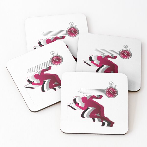 Item preview, Red Running Man Silhouette – Speed Training with Stopwatch Illustration designed and sold by RaresS.
