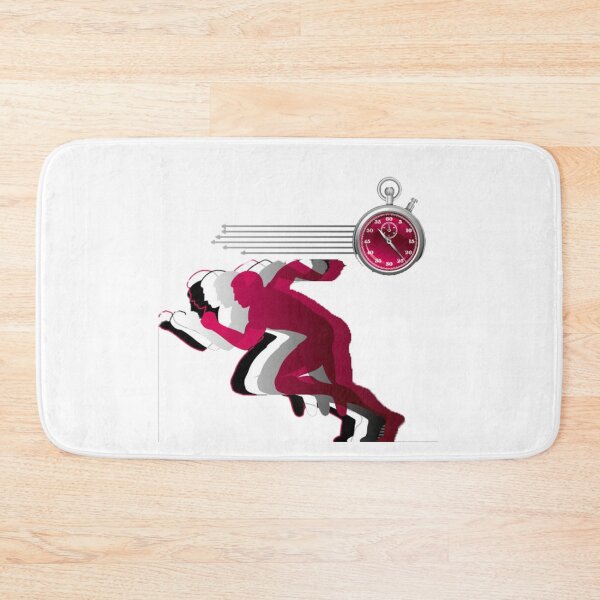 Item preview, Red Running Man Silhouette – Speed Training with Stopwatch Illustration designed and sold by RaresS.