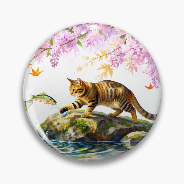 Item preview, Tabby Cat Fishing in a Pond designed and sold by M-Y-A-R-T-.