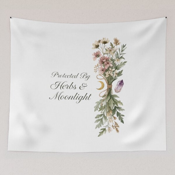 Item preview, Cottage Witch Gift — Protected By Herbs and Moonlight | Witchy Shirt designed and sold by DreamelleStudio.