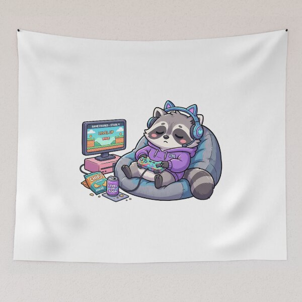 Item preview, Sleepy Gamer Raccoon designed and sold by MzulhilmiZam.