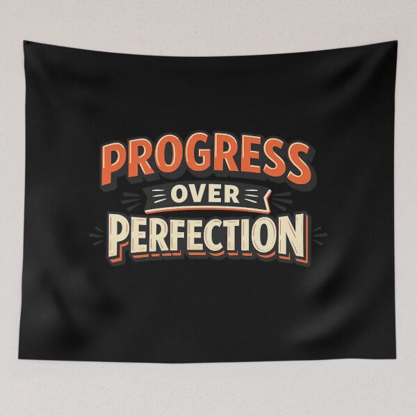Item preview, Progress Over Perfection Motivational Quote Retro Vintage Typography Design | Self Growth Inspiration Graphic designed and sold by HEERYAK.