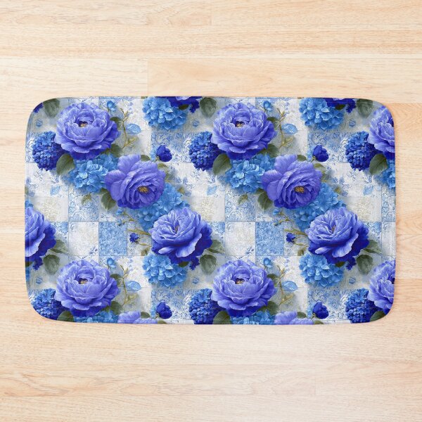Item preview, Vibrant Blue And Purple Peony Floral Patchwork Pattern designed and sold by igraphixart.