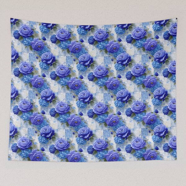 Item preview, Vibrant Blue And Purple Peony Floral Patchwork Pattern designed and sold by igraphixart.