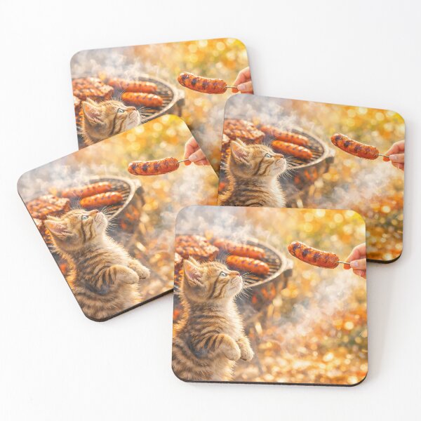 Item preview, Tabby Kitten Begging for Sausage designed and sold by M-Y-A-R-T-.