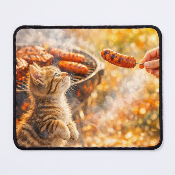 Item preview, Tabby Kitten Begging for Sausage designed and sold by M-Y-A-R-T-.