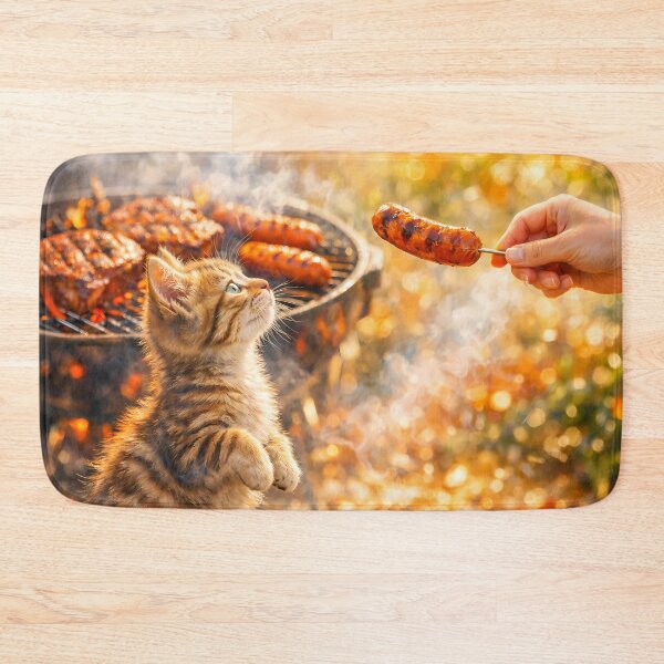 Item preview, Tabby Kitten Begging for Sausage designed and sold by M-Y-A-R-T-.