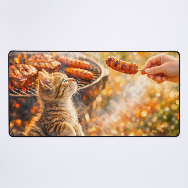 Item preview, Tabby Kitten Begging for Sausage designed and sold by M-Y-A-R-T-.