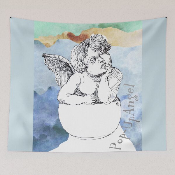Item preview, Pop-Up Angel Among The Clouds (Original Ink Drawing by ACCI) designed and sold by VanyssaGraphics.