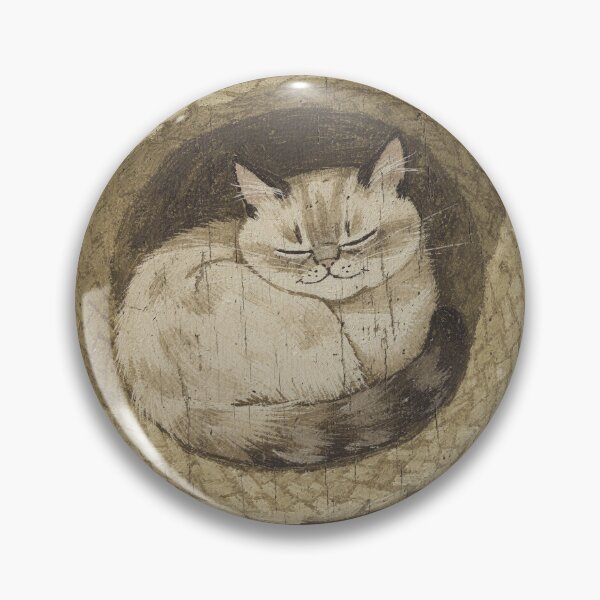 Item preview, Sleepy Birman Cat Curled in a Straw Hat Folk Art designed and sold by PictorialWhimsy.