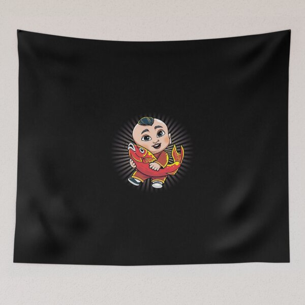 Item preview, Traditional Fortune Boy Holding Koi Fish designed and sold by Lexkon Liu's art.