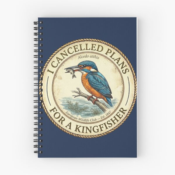 Item preview, I Cancelled Plans for a Kingfisher Humor Badge designed and sold by CalmCapy Co.