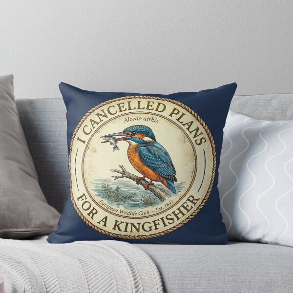 Item preview, I Cancelled Plans for a Kingfisher Humor Badge designed and sold by CalmCapy Co.