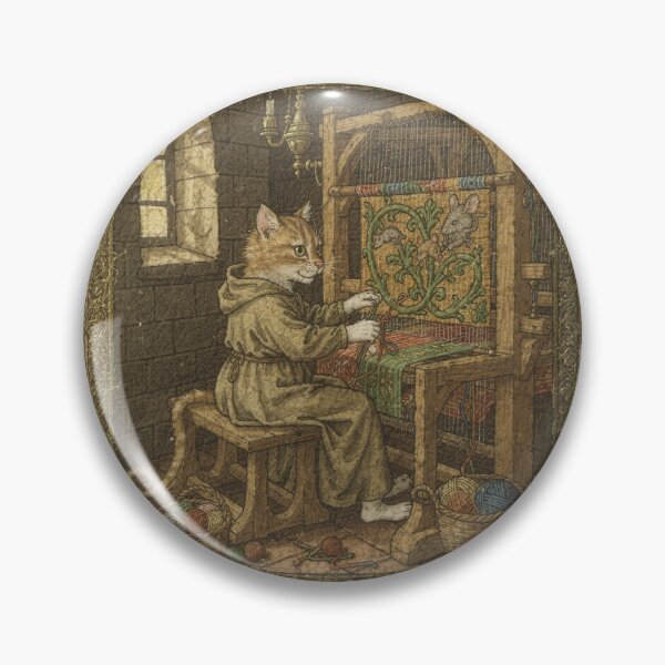Item preview, Medieval Cat Weaver at the Tapestry Loom Manuscrip designed and sold by PictorialWhimsy.