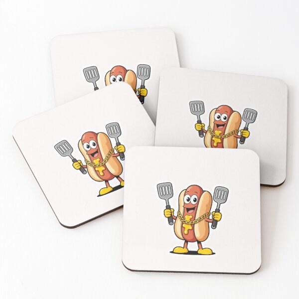 Item preview, Funny Hot Dog Character With Gold Chain And Grill Spatulas designed and sold by Aneta-Design.