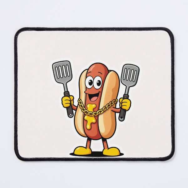 Item preview, Funny Hot Dog Character With Gold Chain And Grill Spatulas designed and sold by Aneta-Design.
