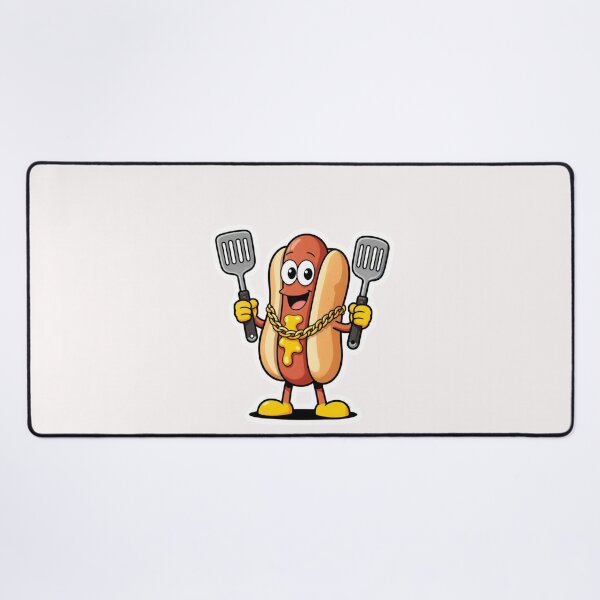 Item preview, Funny Hot Dog Character With Gold Chain And Grill Spatulas designed and sold by Aneta-Design.