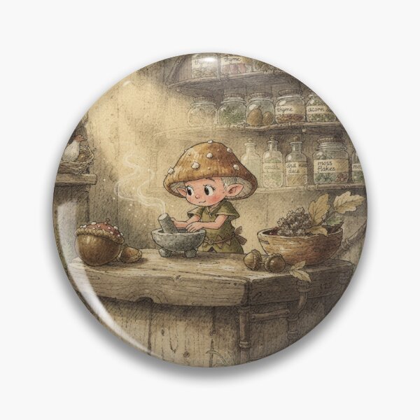 Item preview, Toadstool Apothecary Sprite Grinding Herbs Storybo designed and sold by PictorialWhimsy.