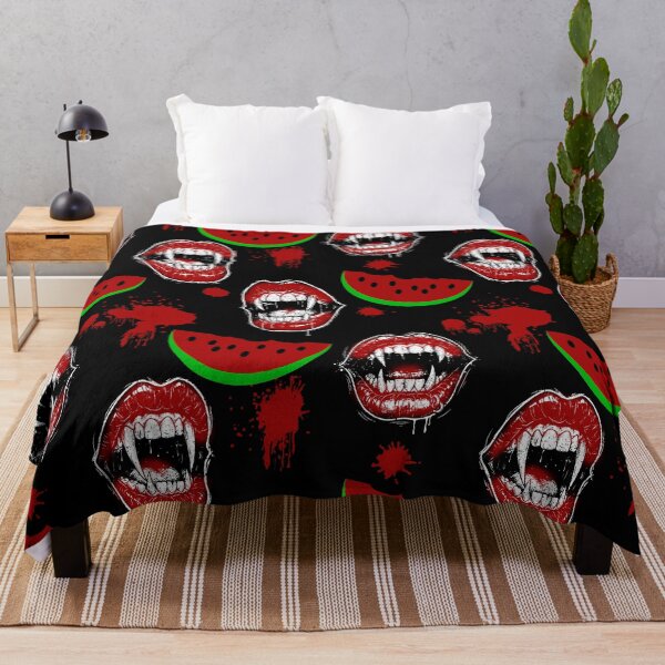 Item preview, Vampire Mouth Eating Watermelon Fun Pattern for Summerween designed and sold by CanisArtStudio.