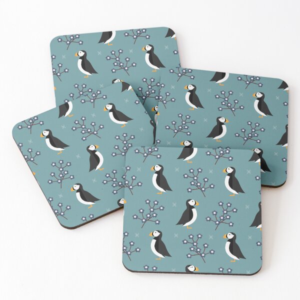 Item preview, Puffins on blue designed and sold by reneesillus.