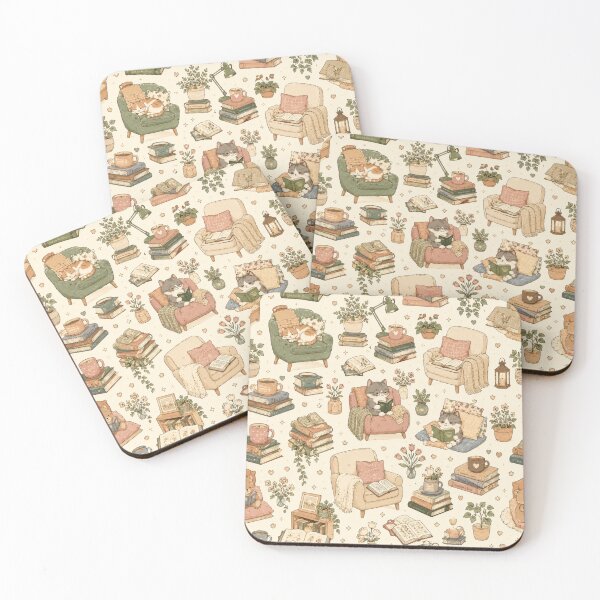 Item preview, Cozy Reading Nook with Cute Cats designed and sold by 0606PM.
