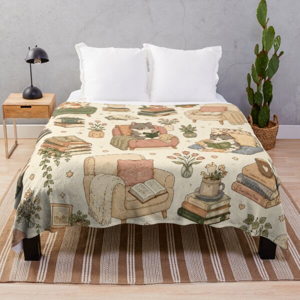 Item preview, Cozy Reading Nook with Cute Cats designed and sold by 0606PM.