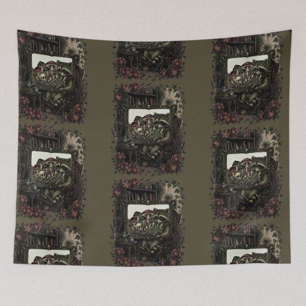 Item preview, Dark Academia Mushroom Skeleton - Gothic Botanical Skull Wall Art Moody designed and sold by Clintora.